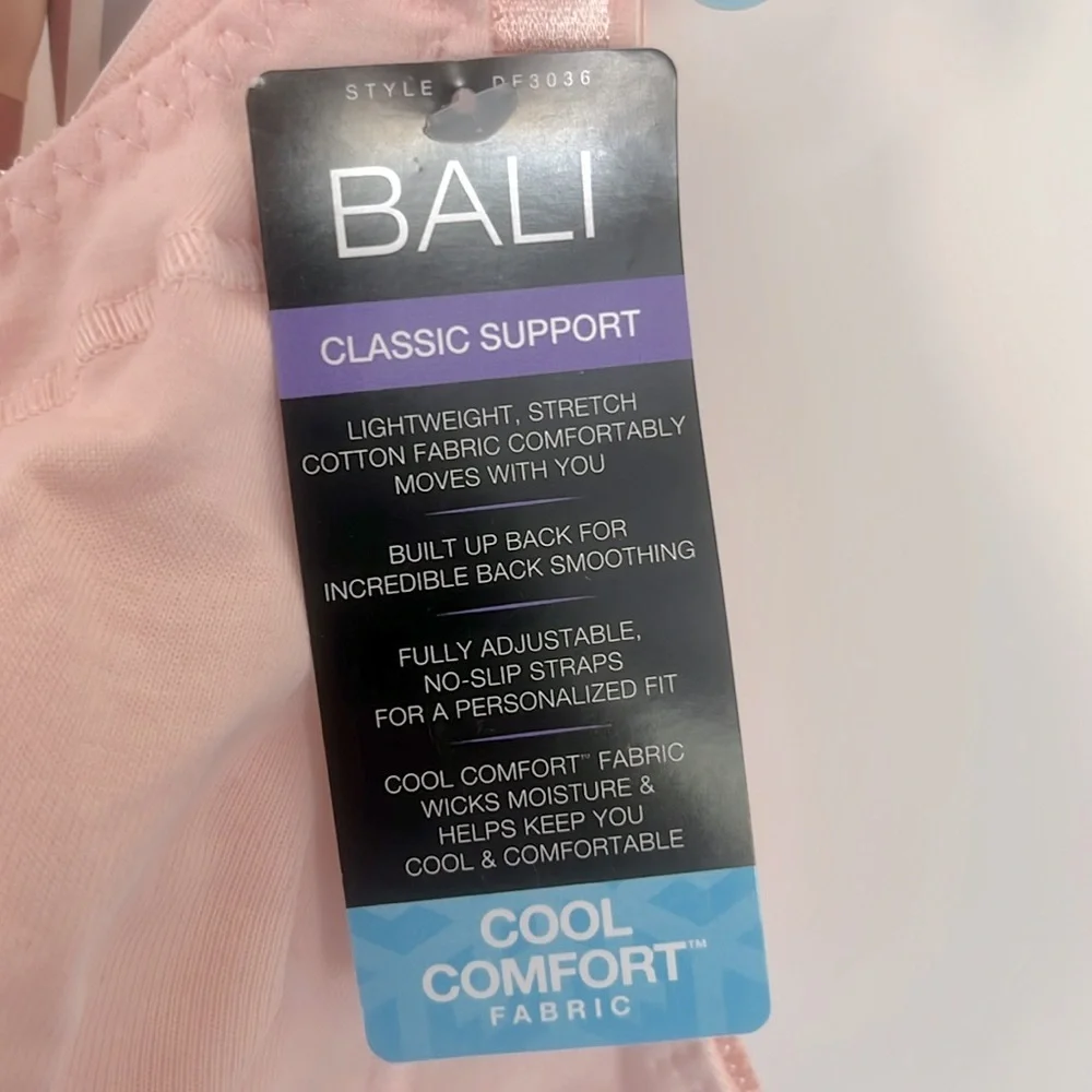 BALI Double Support Wireless Stretch Cotton Back Smoothing Classic Support 36C - Picture 7 of 8